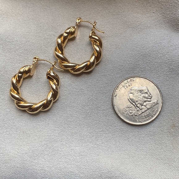 Gold Twisted Hoops - Picture 5 of 5